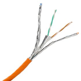 كيبل شبكة Cat7 SFTP ملتف بسرعة 10 جيجابت في الثانية وطول 305 متر، نحاس نقي عالي السرعة 8 نواة 0.57 مم، كيبل إيثرنت LAN للإنترنت Cat 7 برتقالي