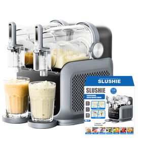 Mesin Slushie Pintar 1.8L*2 dengan 8 Mode, Minuman Beku, Granita, Pembuat Es Krim, Pembersih Otomatis, Kontrol Digital, Pembuat Slushie