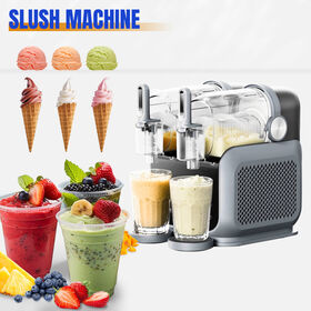 Máquina automática de granizados de 2 tanques para bebidas frías 1.8L*2, heladera casera para hacer granizados y helados 8 en 1