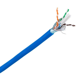 كابل شبكة Cat6 محمي بطول 305 متر موصلات نحاسية صلبة 100% دعم PoE++، 23 AWG، 550 ميجاهرتز، درع رقائق شامل (F/UTP)