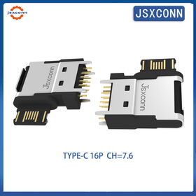 JSXCONN USB Typ C Stecker, Seitenmontage SMT, 16Pin, CH7.6/8.6mm, Halboffene Bauform