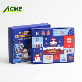 2025 Blue Custom Christmas Advent Calendar Box Countdown Empty Advent Calendar Box 12 Days