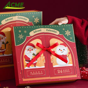 2025 Ready to Ship All Over Silver Foil Pattern Gift Custom Printing Wholesale 24 Days Christmas Advent Calendar Box