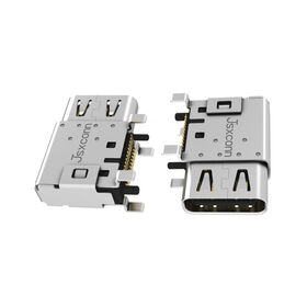 Conector fêmea USB 4.0 Tipo C, 24 pinos, montagem lateral SMT, altura TID 5.06, fabricado pela Jsxconn Factory