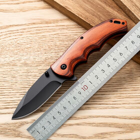 OEM Black Coating 3Cr13 Steel Blade Outdoor Camping Knife Color Wood Handle Folding Survival Tactical Pocket Knife