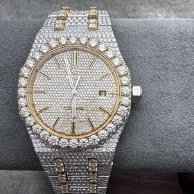 Montre Ice House Homme - Chronographe Diamants - Boîtier Blanc Or Rose - Quartz Japonais