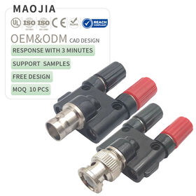 Adaptateur BNC mâle/femelle plaqué nickel vers double prise banane femelle - Borne de connexion, répartiteur, connecteur jack