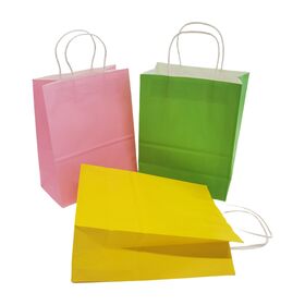 High Quality Red Pink Green Colorful Paper Kraft Bag Shopping Gift Packaging Kraft Paper Bags with Customized logo