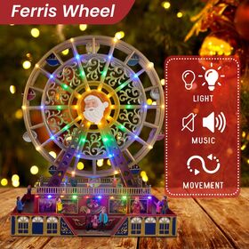 Grande roue de Noël rotative en gros avec lumières LED, grandes décorations de Noël animées de 45 cm, crée une atmosphère festive