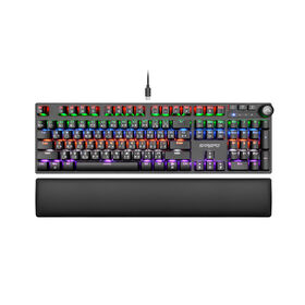 Full Mechanical 104 Keys Gaming Keyboard with Customizable RGB Backlight Detachable Multi Metal Top Cover
