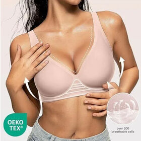Customize Comfortable Wireless Brassiere Soft Push up Jelly Thin Bra Women's Deep V Bras Underwire Seamless Bra