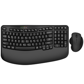 Combo Ergonómico de Teclado y Ratón Inalámbricos 2.4G con Reposamuñecas