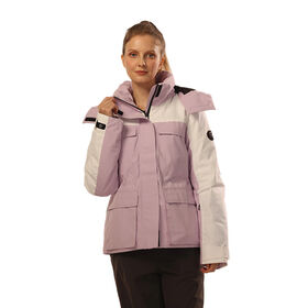Chaqueta de esquí impermeable de invierno para mujer, color lila claro, cortavientos personalizable, ideal para snowboard y actividades al aire libre