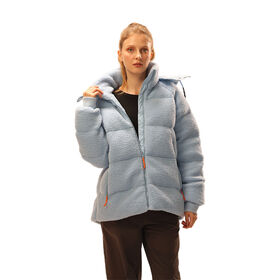 Maßgeschneiderte Daunenjacke im Großhandel, Winterbekleidung für Damen im Freien, Sherpa-Wolljacke mit individuellem Logo