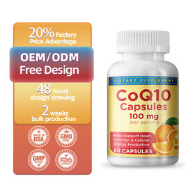 OEM/ODM Heart Function and Cellular Energy Production Support High Potency Cardiovascular Health CoQ10 100mg Capsules
