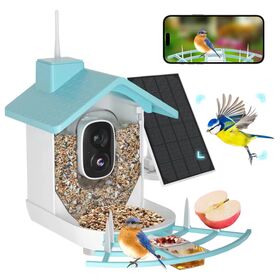 1080HD AI Identify Bird Feeder Instant Arrival Alerts Auto Record BirdVideo Solar Powered Smart Bird Feeder with Camera Watching
