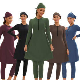 Burkini Femme Musulmane - Robe De Bain Longue Avec Pantalon, Maillot Islamique Manches Longues