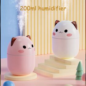250ml USB Cool Mist Sprayer 7-Color LED Air Humidifier Cute Mini Essential Oil Diffuser for Small Aromatherapy Battery Outdoor