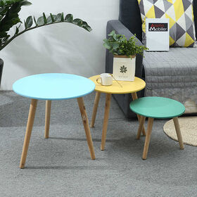Factory price: Modern wooden side table, living room coffee table, circular tray, coffee table