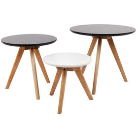Moderner eingebetteter Couch tisch, Holzsofa, seitlich eingebetteter Tisch, runder Kopf tisch