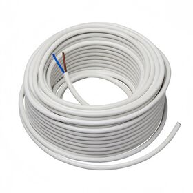 Rouleau de 100m Câble 2 Fils 0.5-2.5mm Blanc 2182Y Fil Électrique Flexible Rond pour Éclairage H05VV-F