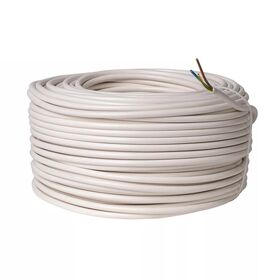 3183Y 100 Meters Roll H05VV-F 3 core 0.75mm2 White Flexible PVC Mains Cable