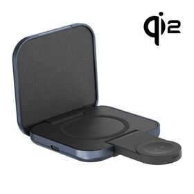 Pengisi daya nirkabel lipat tiga-dalam-satu Qi2 aluminium mewah kualitas tinggi, pengisi daya nirkabel Qi2 nyaman