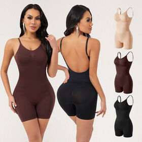 Bodysuit Pengangkat Pantat Pengontrol Perut Kustom Ukuran Plus dengan Punggung Terbuka, Pakaian Pembentuk Tubuh Wanita Tanpa Jahitan Satu Potong