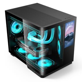 OEM SOEYI Neues Gaming-Gehäuse aus gehärtetem Glas, MATX-Computertower im Großhandel, Gaming-Computer-PC-Gehäuse mit 6-Zoll-LCD-Display