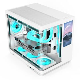 Carcasa de PC para juegos personalizada Oem Odm Mid Tower, venta al por mayor de carcasas de ordenador curvadas, gabinete gamer matx con pantalla LCD