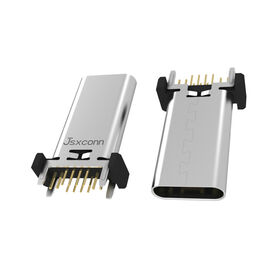 Conector fêmea vertical tipo C de 16 pinos, 180 graus, altura de 19,6 mm, inserção na placa