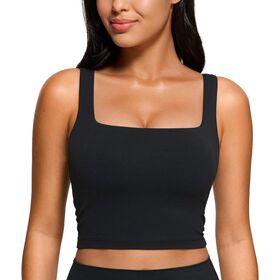 Nouveau Design Léger Respirant Gilet de Sport Yoga Crop Débardeurs avec Rembourrage Soutien-Gorge de Sport Long à Encolure Carrée pour Femmes