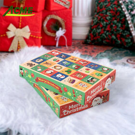 24 jours éclairée boîte de calendrier de l'avent de Noël avec des inserts en papier pour des surprises de vacances