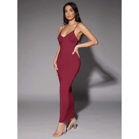 Women Breathable bodycon Dress Sexy V-Neck Backless Slim-Fit Wrap party wear Sundresses