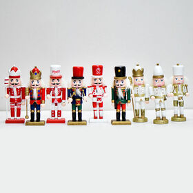 Lot De 6 Figurines Casse-Noisette En Bois Pour Sapin De Noël - Soldats Traditionnels Rouge/bleu/vert, Hauteur 13 Cm - Avec Boîte Cadeau