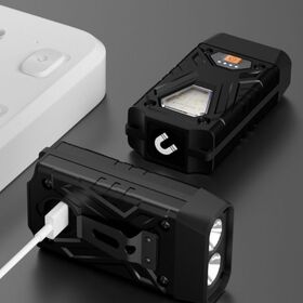Linterna Portátil Recargable para Exteriores, Mini Linterna LED Multifunción con Luz de Advertencia Roja para Uso en Emergencias