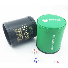 PU Leather Silent Dice Cup Dice Shaker Cup with 6 Dices for yahtzee Games and Hotel KTV