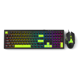Ensemble Clavier et Souris USB Filaire pour Jeux, Clavier Lumineux avec Personnages et Combo Souris Rétroéclairé