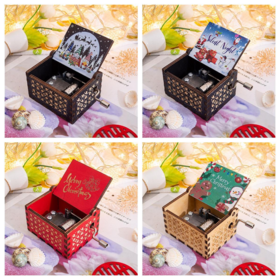 Handgekurbelte Spieluhr aus Holz mit eingraviertem Logo in guter Qualität zum Fabrikpreis