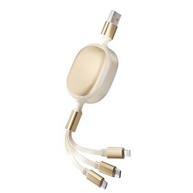 Cable de Carga 3 en 1 Retráctil con Resorte Ajustable USB Tipo C de Carga Rápida, Novedad 2025