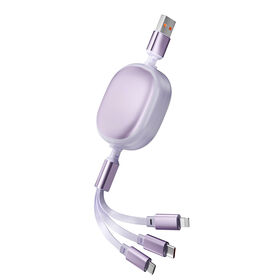 3-in-1 Einziehbares, tragbares Schnelllade-Micro-USB-Typ-C-USB-Ladekabel für Android-Handys