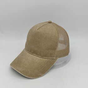 Vintage Plain Khaki Cotton Mesh Trucker Cap Adjustable Snapback for Outdoor Sports & Travel With Custom Logo