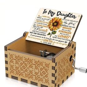 Handgekurbelte Spieluhr aus Holz mit graviertem Logo, OEM-Herstellung zum Fabrikpreis, kundenspezifisch und von guter Qualität