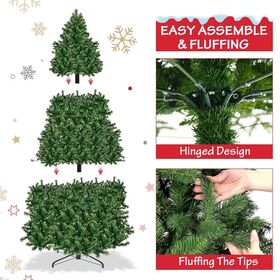 Artificial Christmas Tree with Snow & LED Lights Festive Holiday Decoration