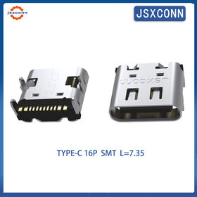 JSXCONN USB Typ C 16Pin L=7.35 Flacher Oberflächenmontage-Steckverbinder. Direktverkauf ab Werk, Großhandelsrabatte verfügbar.