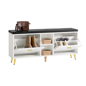 Modern Living Room Corridor Walkway Shoe Storage Cabinet Entryway Wooden Shoe Rack Bench with Seat Cushion