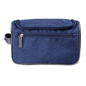 Trousse de toilette de voyage classique en polyester imperméable pour hommes, trousse de toilette en cuir pour hommes, trousse de toilette à suspendre pour hommes