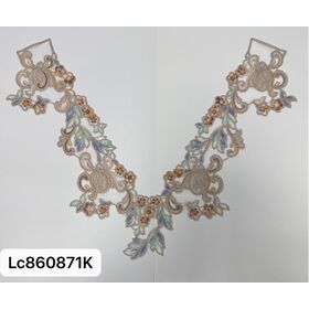 Tela de encaje bordada de poliéster de moda lujosa para accesorios para creaciones únicas