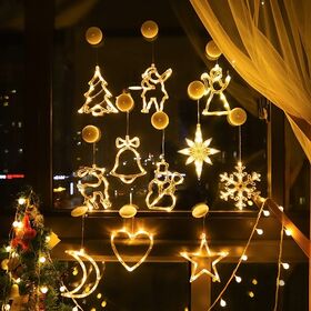 Wholesale 3D Acrylic LED Christmas Window Sucker Light Battery Operated Snowman Elk Hanging Lights for Holiday Party Decor