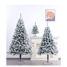 Wholesale Snow Flocked Christmas Tree Dense Artificial Pine Tree with Metal Stand Snowy Christmas Trees Multi-Sizes for Decor